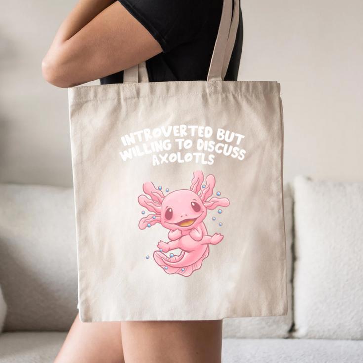 Introverted But Willing To Discuss Axolotl Salamander Canvas Tote Bag Introverted But Willing To Discuss Axolotl Salamander Canvas Tote Bag