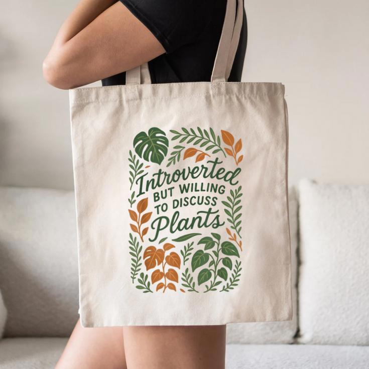 Introverted But Willing To Discuss Plants Botanical Canvas Tote Bag Introverted But Willing To Discuss Plants Botanical Canvas Tote Bag