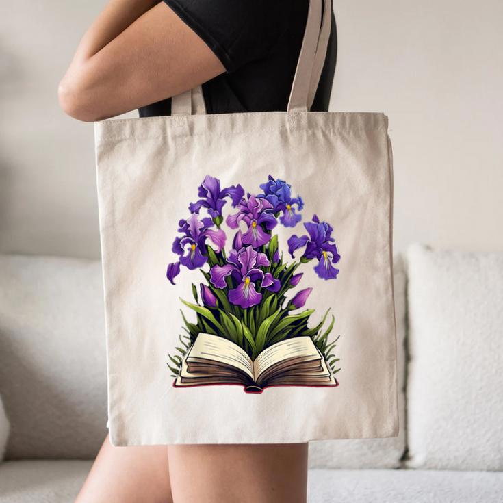 Irises Flowers Book Iris Floral Canvas Tote Bag