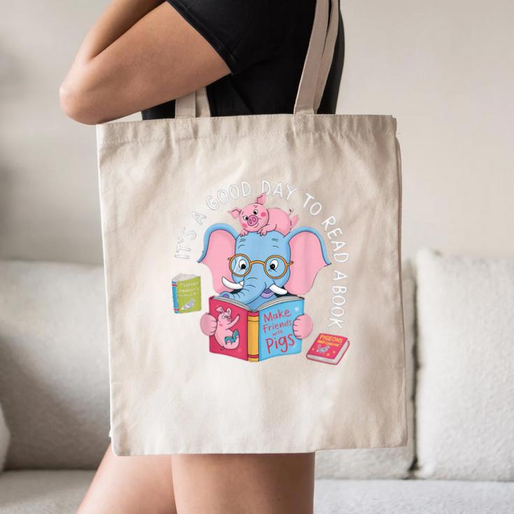 Its A Good Day To Read A Book Cute Elephant And Pig Edition Canvas Tote Bag
