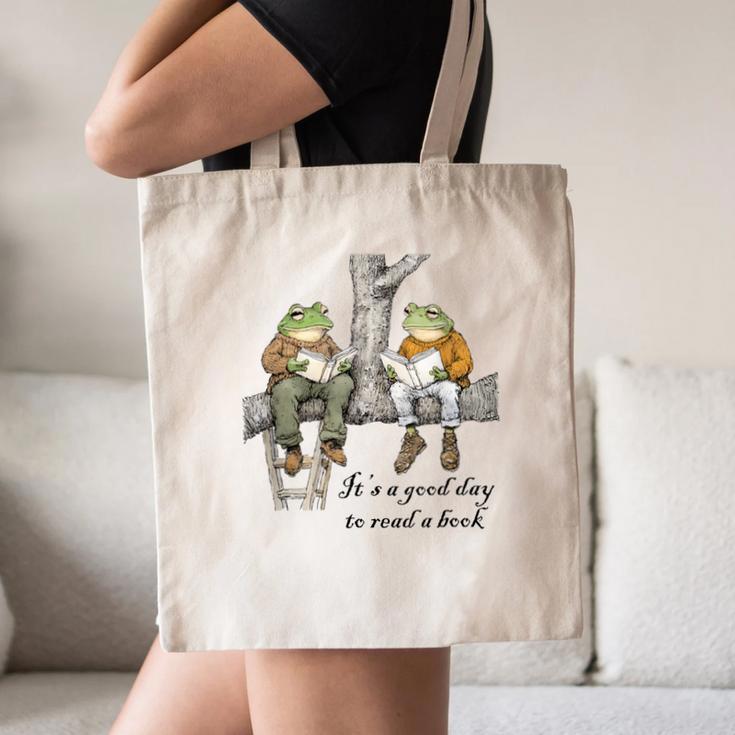 It's A Good Day To Read A Book Frog Toad Canvas Tote Bag