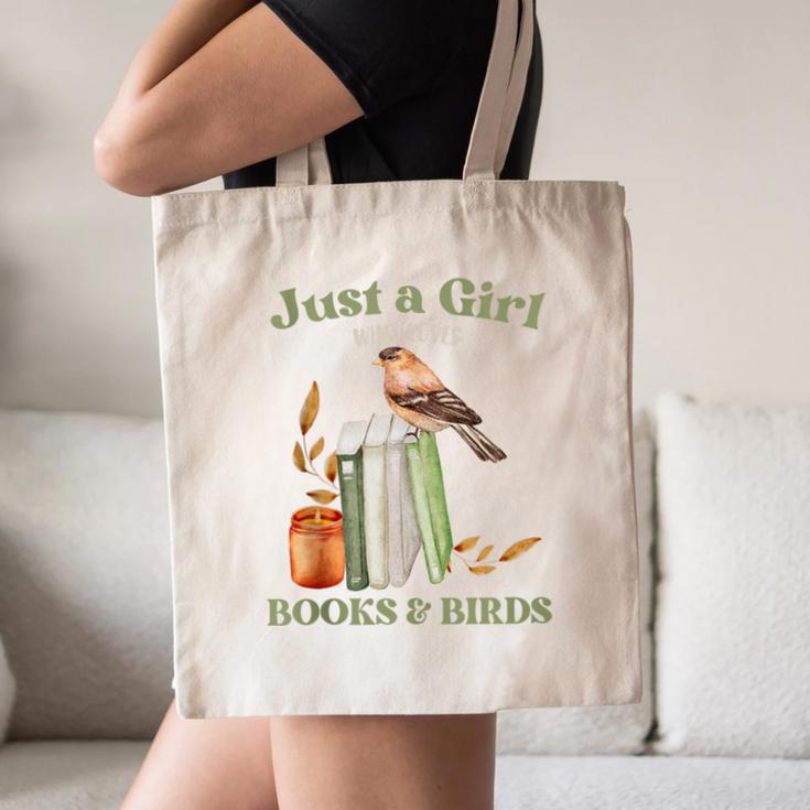 Just a Girl Who Loves Books And Birds Book Reading Bird Love Canvas Tote Bag Just a Girl Who Loves Books And Birds Book Reading Bird Love Canvas Tote Bag