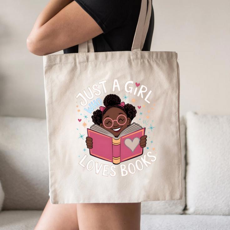 Just A Girl Who Loves Books Cute African American Afro Canvas Tote Bag