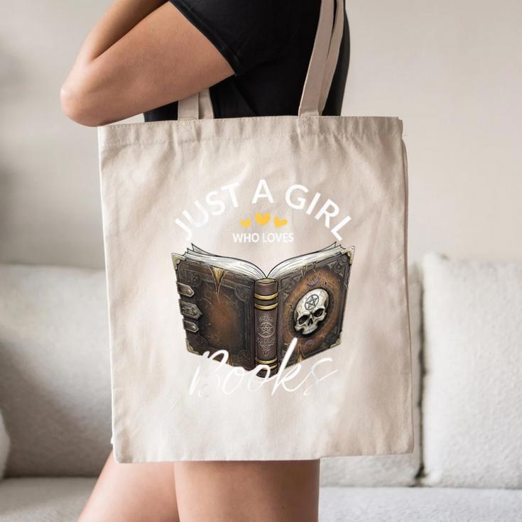 Just A Girl Who Loves Books Witchcraft Spell Book Halloween Canvas Tote Bag Just A Girl Who Loves Books Witchcraft Spell Book Halloween Canvas Tote Bag