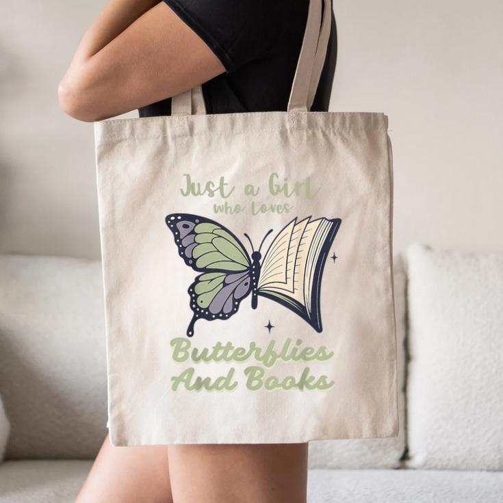 Just a Girl Who Loves Butterflies And Books Butterfly Canvas Tote Bag