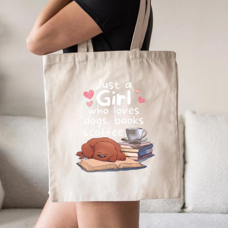 Just a Girl Who Loves Dogs Books Coffee T-Shirt Canvas Tote Bag