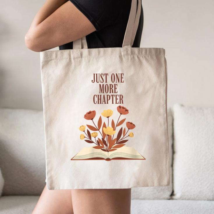 Just One More Chapter Book Lovers Floral Canvas Tote Bag