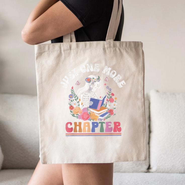 Just One More Chapter Skeleton Reading Book Bookworm Reader Canvas Tote Bag