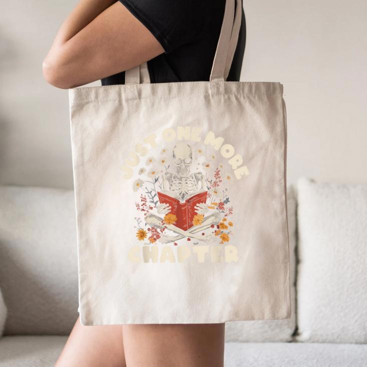 Just One More Chapter Skeleton Reading Book Lover Canvas Tote Bag