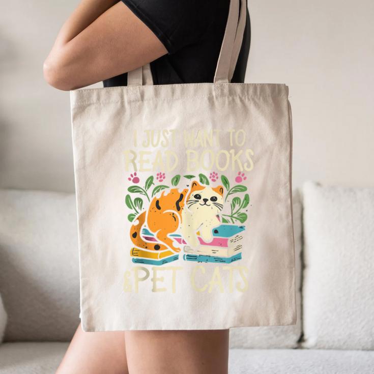 I Just Want To Read Books And Pet Cats Introvert Canvas Tote Bag
