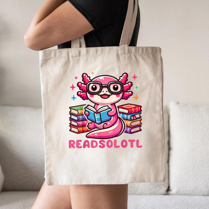 Kawaii Axolotl Readsolotl Book Lover Reading Bookworm Girls Canvas Tote Bag
