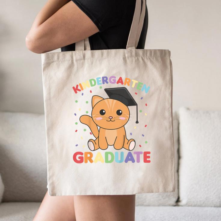 Kids Kindergarten Graduate Cat Graduation Canvas Tote Bag