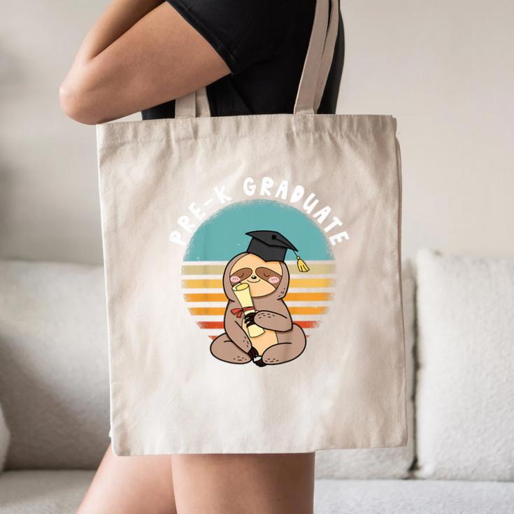 Kids Pre-K Graduate Sloth Cap And Gown Cute Preschool Graduation Canvas Tote Bag
