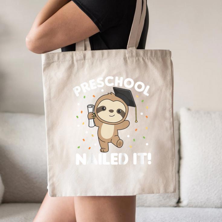 Kids Kids Preschool Nailed It Sloth Graduation Canvas Tote Bag