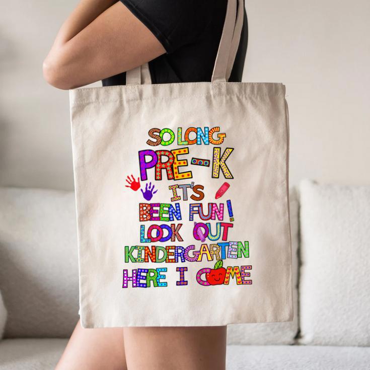 Kids So Long Kindergarten Here I Come Pre-K Graduation Graduate Canvas Tote Bag