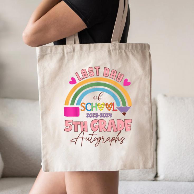 Last Day Of School Autograph 5th Grade Graduation Boys Girls Canvas Tote Bag