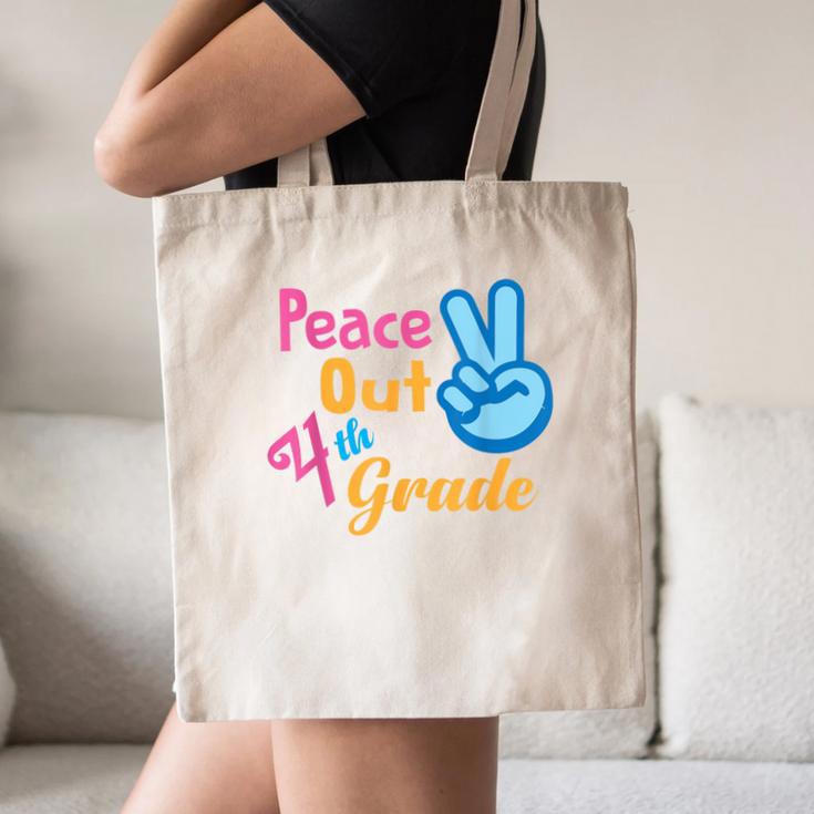 Last Day Of School Peace Out Grade 4 Graduation Kids Canvas Tote Bag