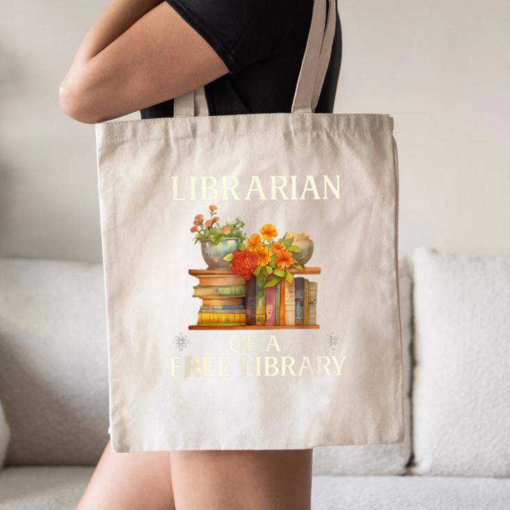 Librarian Of a Free Library Floral Book Lover Canvas Tote Bag