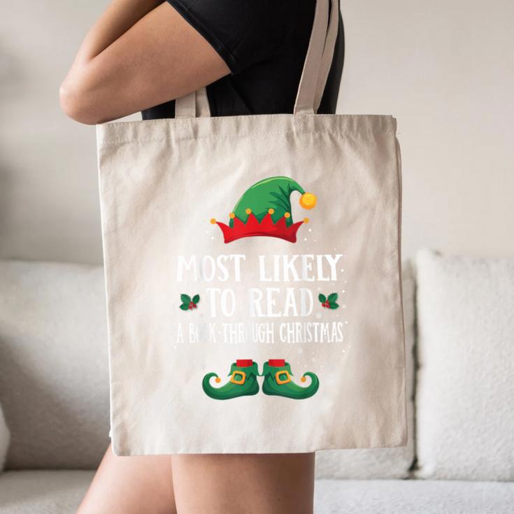 Most Likely To Read A Book Matching Christmas Elf Canvas Tote Bag