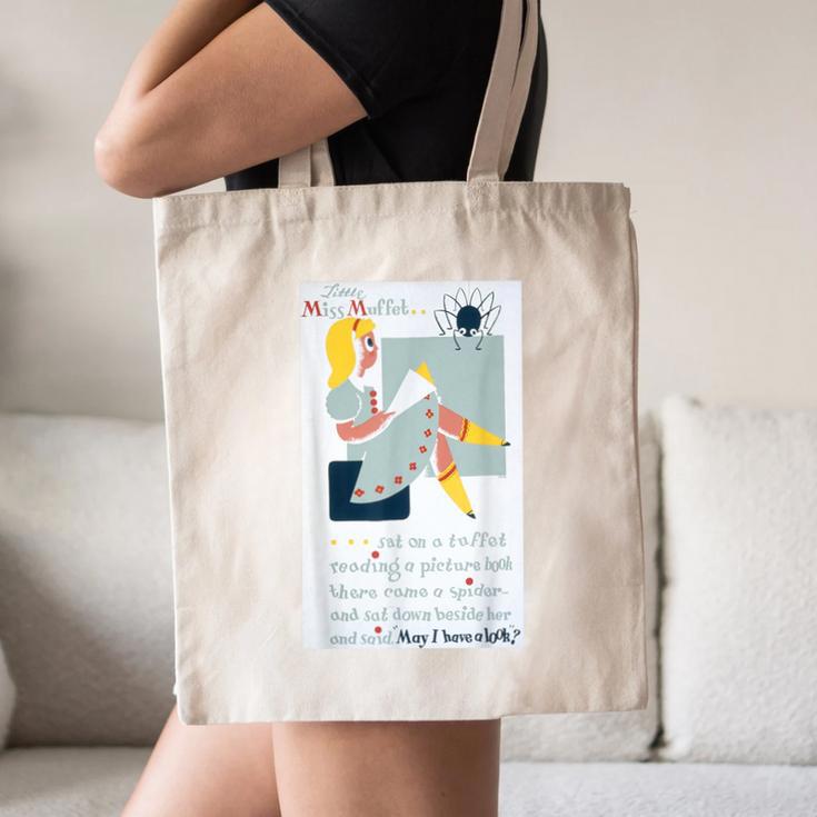 Little Miss Muffet Reading a Picture Book Canvas Tote Bag Little Miss Muffet Reading a Picture Book Canvas Tote Bag