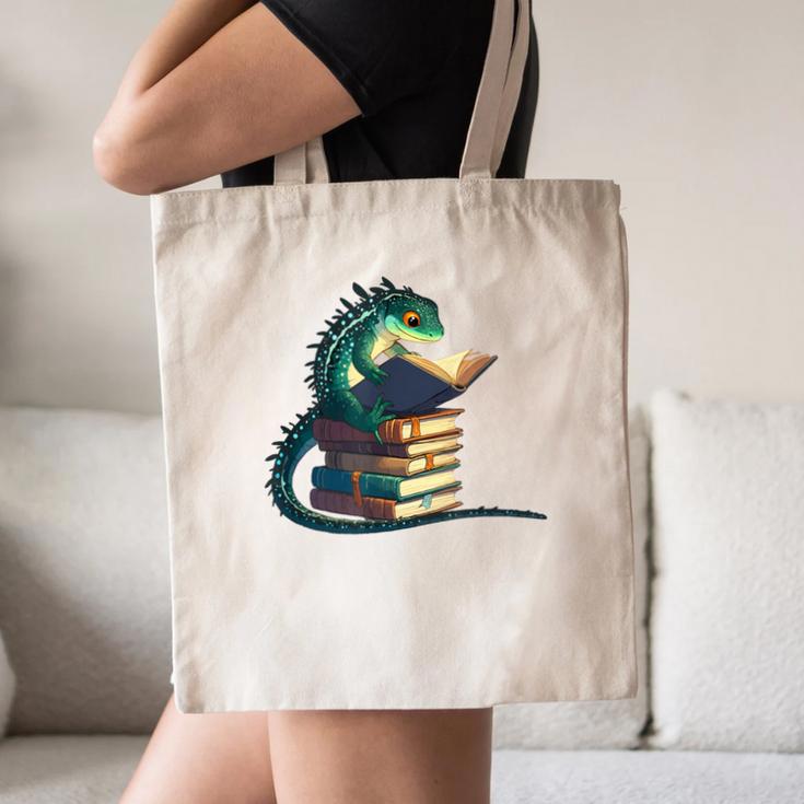 Lizard Reading Book Librarian Bookworm Reader Read Canvas Tote Bag