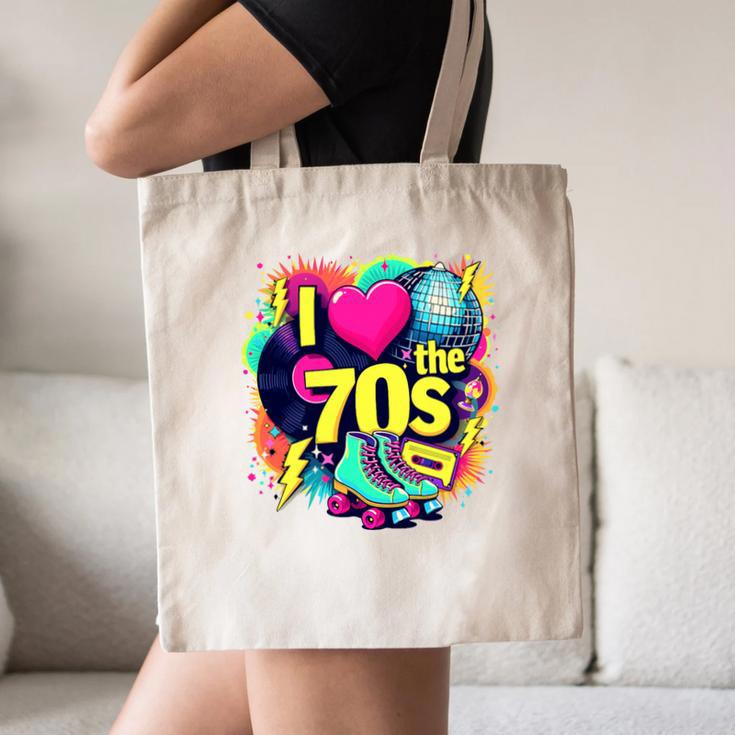 I Love The 70s Retro Cassette Roller Vinyl Nostalgia Vibes Premium Tri-Blend Canvas Tote Bag