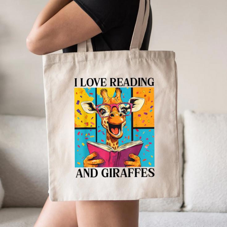 Love Reading And Giraffes Cute Giraffe Reading Book Lovers Canvas Tote Bag