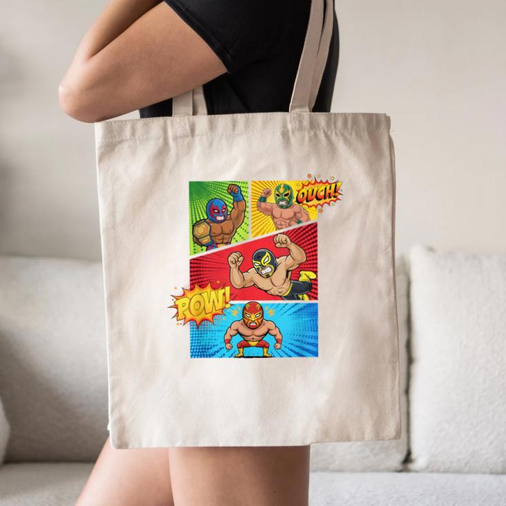 Lucha Libre Comic Book Mexican Wrestling Cartoon Wrestler Canvas Tote Bag