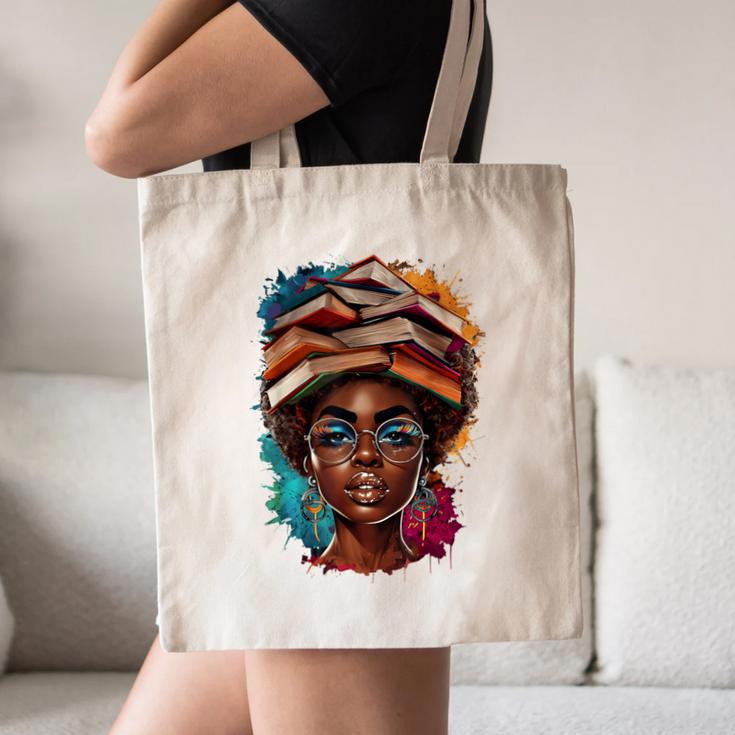 Melanin Girl Afro Book Lover Librarian Teacher Student Canvas Tote Bag