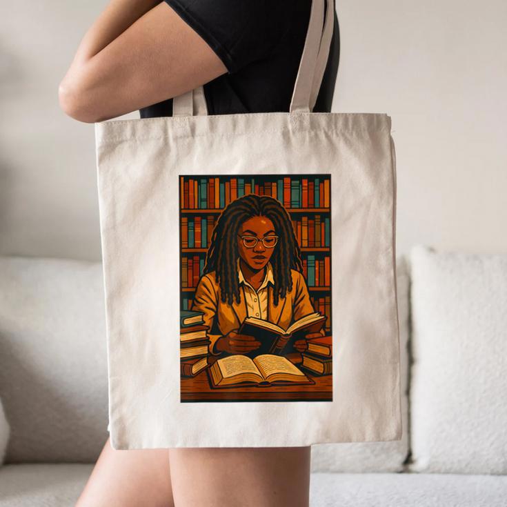 Melanin Girl Locs Book Lover Librarian Teacher Student Canvas Tote Bag