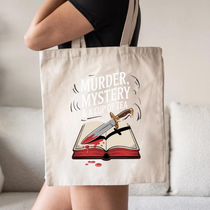 Murder Mystery And a Cup Of Tea Book Humor Canvas Tote Bag