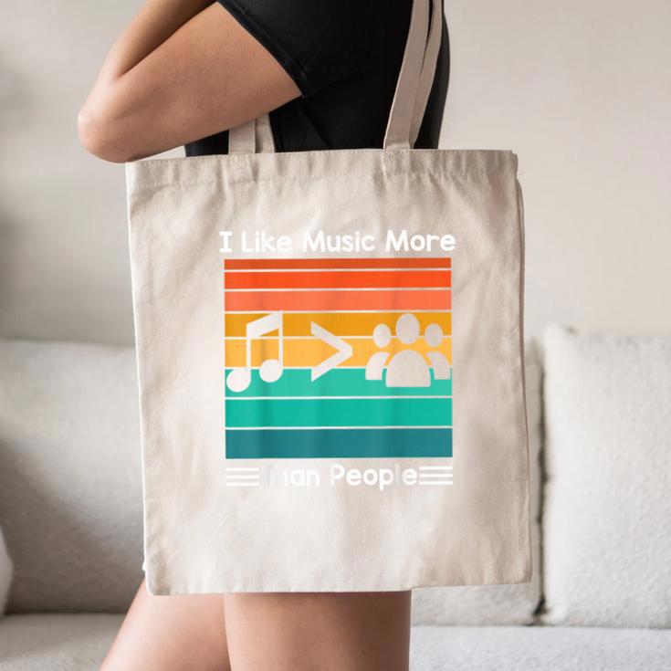I Like Music More Than People Introvert Saying Quote Canvas Tote Bag