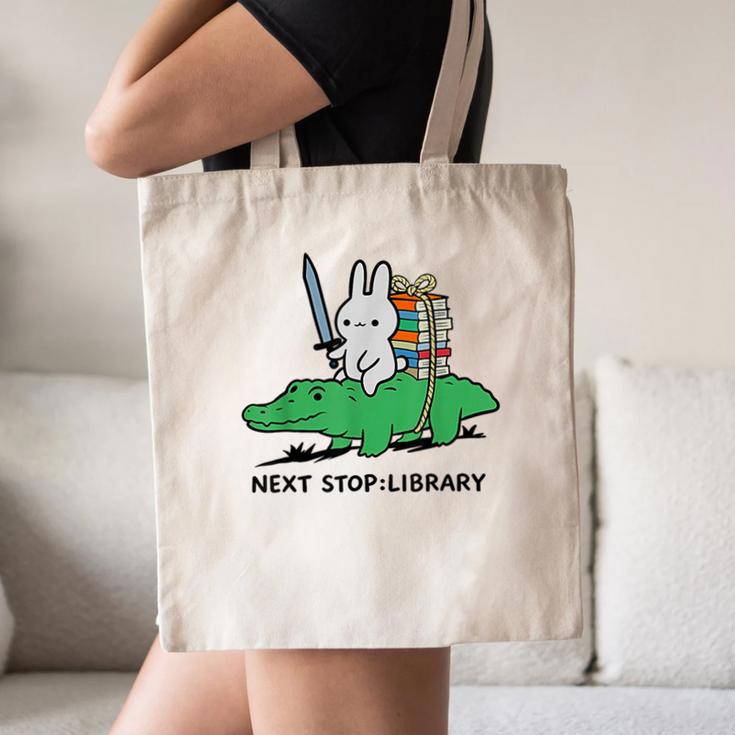 Next Stop Library Reading Book Canvas Tote Bag