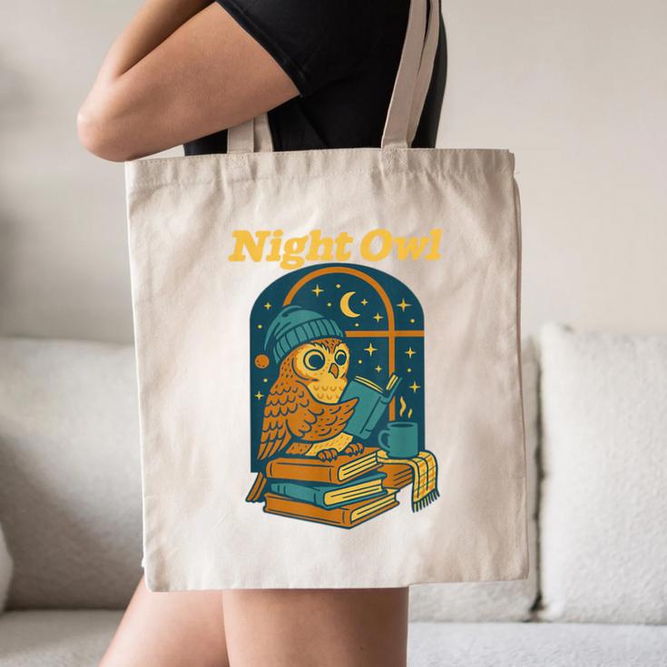 Night Owl Cozy Reading Tea Coffee Lover Bookworm Cute Canvas Tote Bag