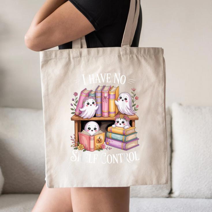 I Have No Shelf Control Ghost Reading Books Pun Canvas Tote Bag