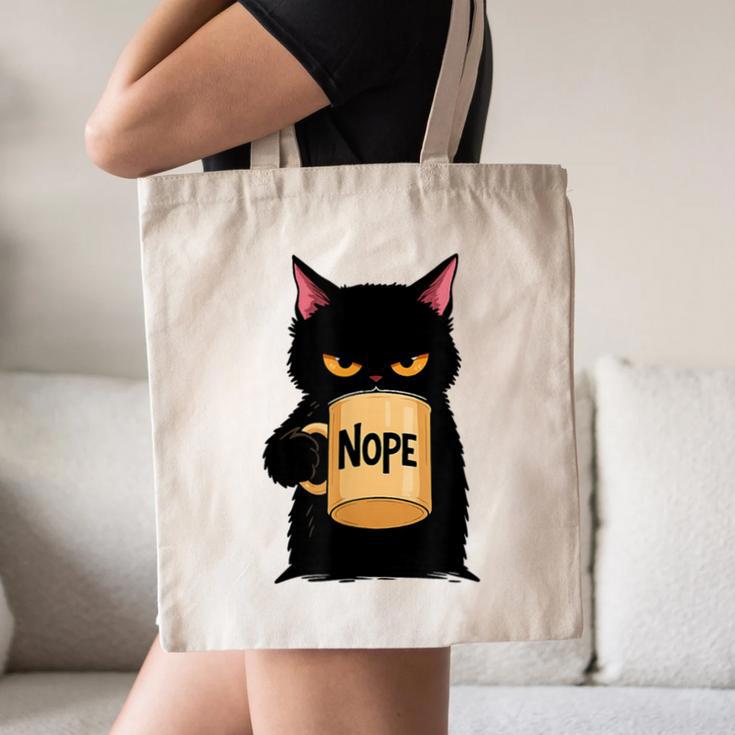 Nope Coffee Cat – Introvert Humor Monday Kitty Canvas Tote Bag Nope Coffee Cat – Introvert Humor Monday Kitty Canvas Tote Bag