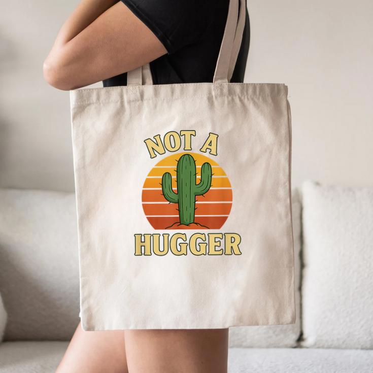 Not A Hugger Cactus Retro Sunset No Hugging Introvert Canvas Tote Bag Not A Hugger Cactus Retro Sunset No Hugging Introvert Canvas Tote Bag