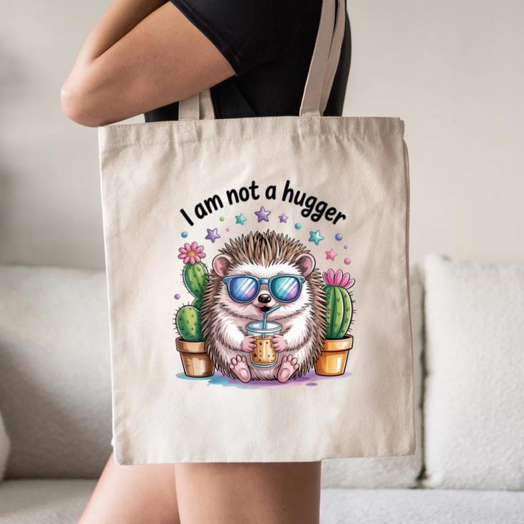 I Am Not a Hugger Introvert Hedgehog With Cactus Canvas Tote Bag I Am Not a Hugger Introvert Hedgehog With Cactus Canvas Tote Bag