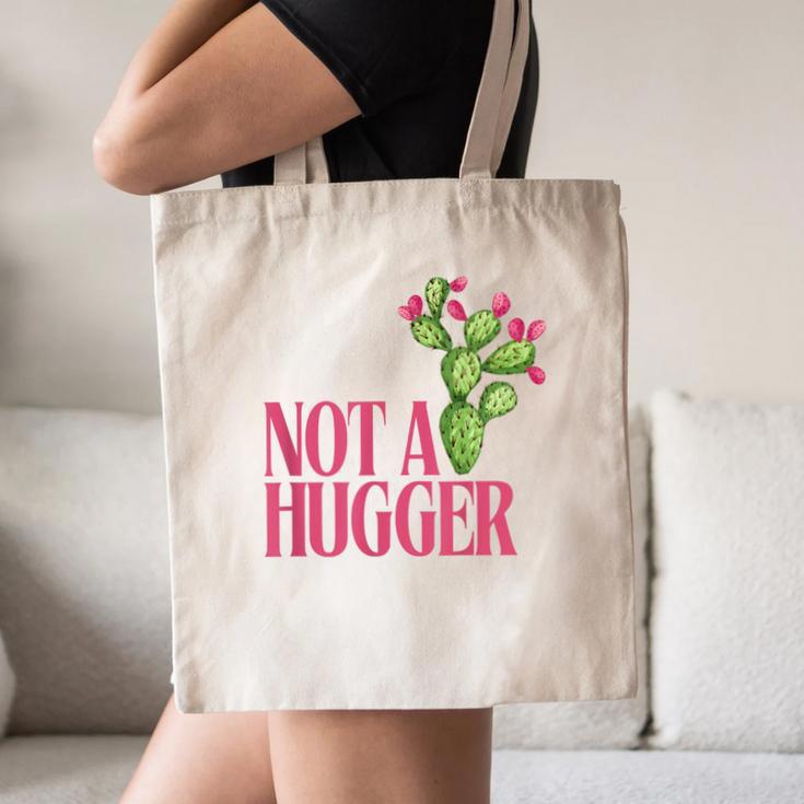 Not a Hugger Sarcastic Introvert Cactus Theme Women Canvas Tote Bag
