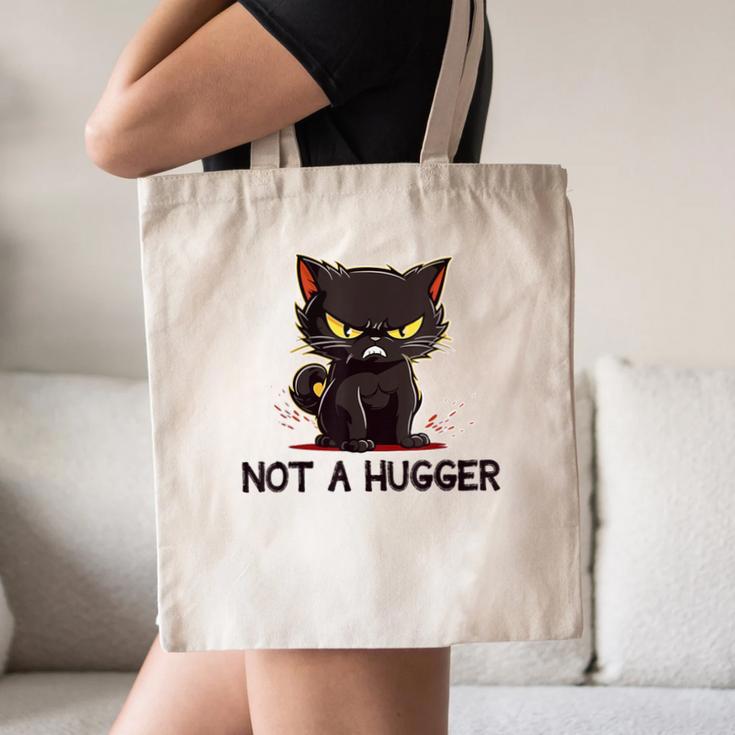 Not A Hugger Tee Angry Cat Sarcastic Cute Introvert Canvas Tote Bag Not A Hugger Tee Angry Cat Sarcastic Cute Introvert Canvas Tote Bag