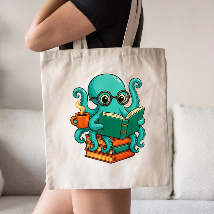 Octopus Reading Book Reading Bookworm Reader Canvas Tote Bag