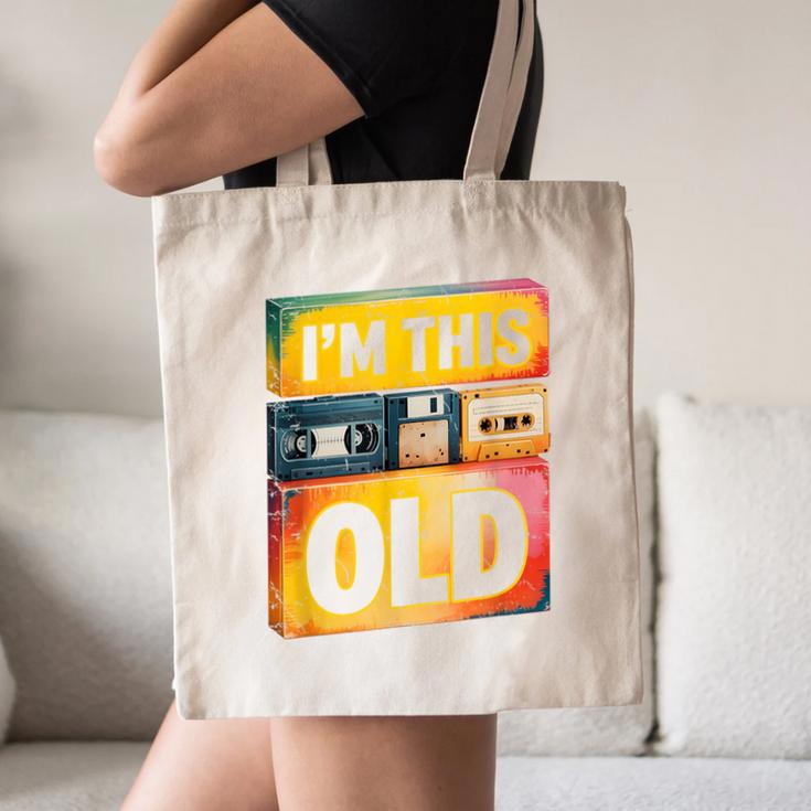 Im This Old Retro 80s 90s VHS Cassette Floppy Disk Nostalgia Canvas Tote Bag