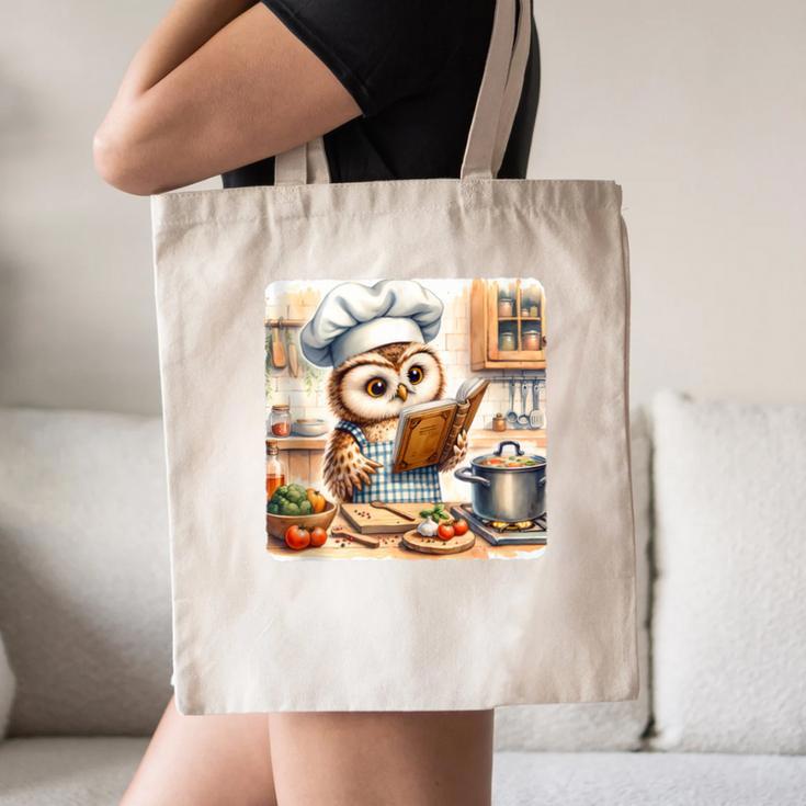 Owl Learning To Cook With Cookbook Chef Apron Stove Cooking Canvas Tote Bag Owl Learning To Cook With Cookbook Chef Apron Stove Cooking Canvas Tote Bag