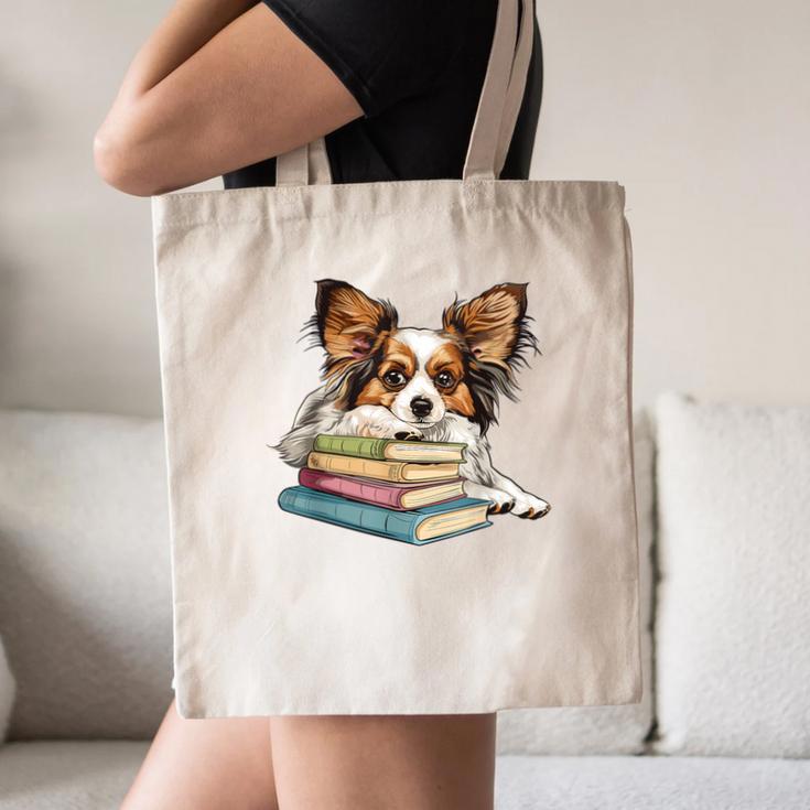 Papillon Books Reading Dog Breed Graphic For Men Women Kids Canvas Tote Bag Papillon Books Reading Dog Breed Graphic For Men Women Kids Canvas Tote Bag