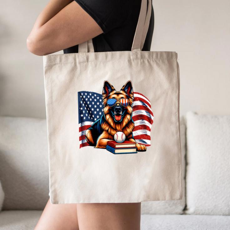 Patriotic German Shepherd Dog Books Baseball American Flag Canvas Tote Bag Patriotic German Shepherd Dog Books Baseball American Flag Canvas Tote Bag