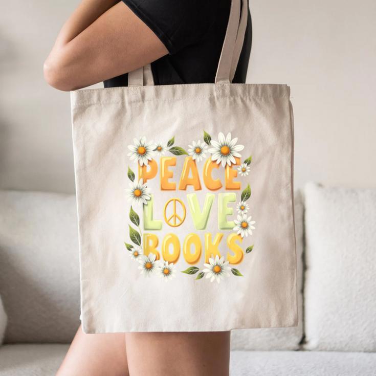 Peace Love Books Librarian Teacher Life Book Library Canvas Tote Bag