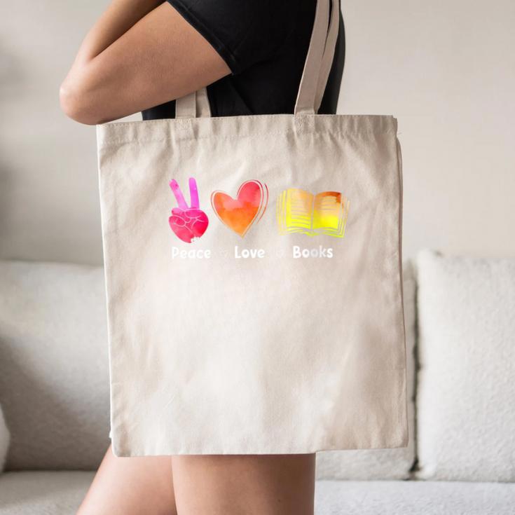 Peace Love Books Reader Librarian Library Book Canvas Tote Bag
