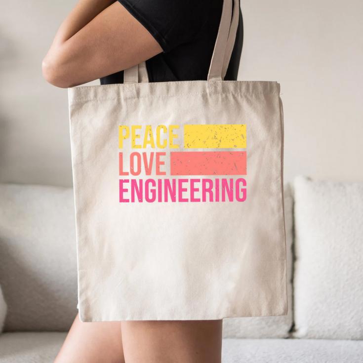 Peace Love Engineering Engineer School Graduation Retro Canvas Tote Bag