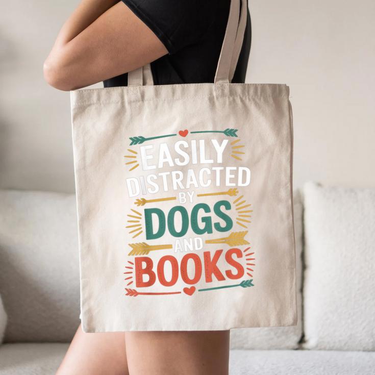 Pet Lover Joke Easily Distracted By Dogs And Books Men Canvas Tote Bag