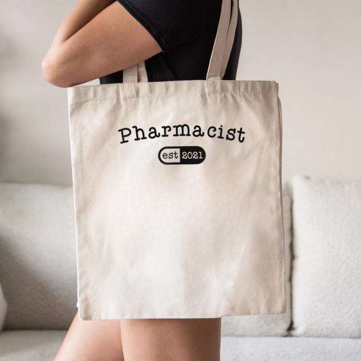 Pharmacy Student TShirt Pharmacist Graduation Est 2021 Canvas Tote Bag